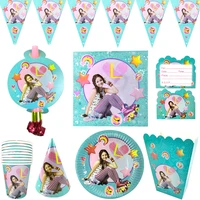 96pcslot soy luna theme blowouts birthday party plates banner cups flags napkins decorations hats baby shower popcorn boxes