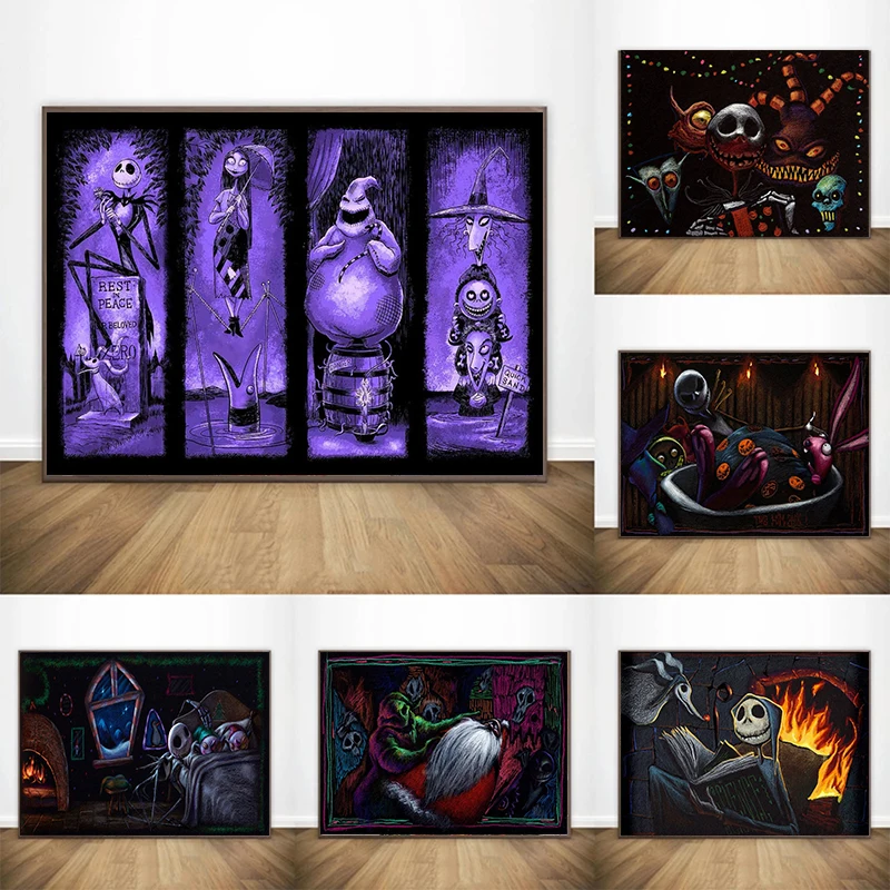 

Disney Nightmare Before Christmas Canvas Painting Wall Art Disneyland Haunted Mansion Holiday Attractions Poster Home Decor