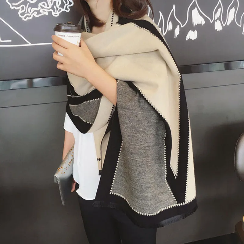 Кашемировый шарф для осени и зимы универсальная Новинка 2021 двусторонняя Толстая