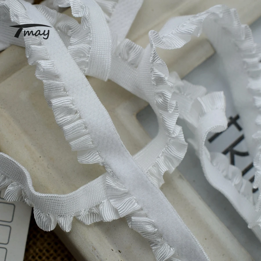 Белые кружева с оборками #1606 эластичные ленты кружевная лента 4 ярдов/партия 14 мм