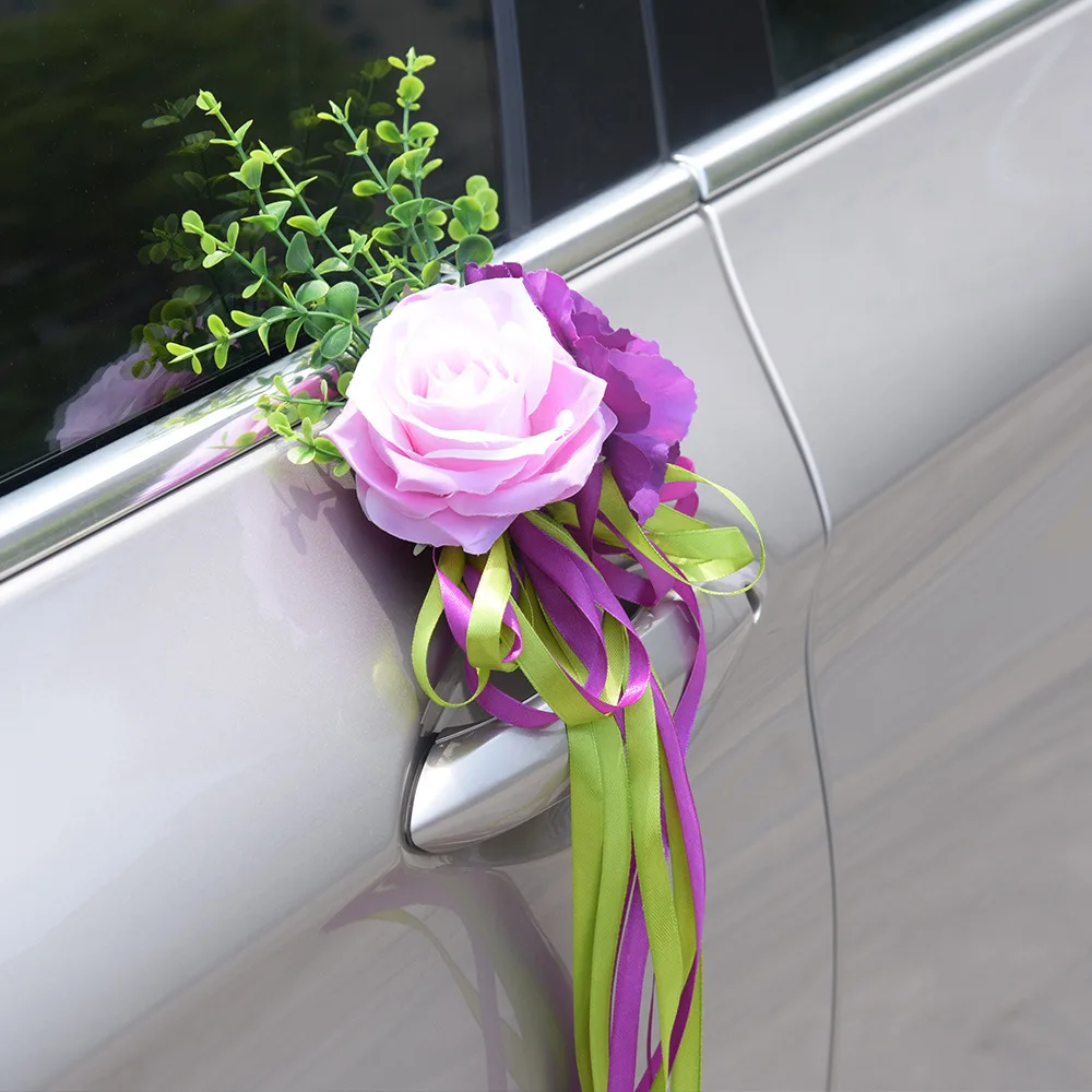 Фиолетовый Искусственный цветок розы кружевное платье с лентой для свадьбы