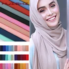 HUISHI головной платок Для женщин пузырь шифоновый однотонный шарф хиджаб Для женщин Обёрточная бумага одноцветные шали повязка на голову мусульманские хиджабы шарфы 61 цвета