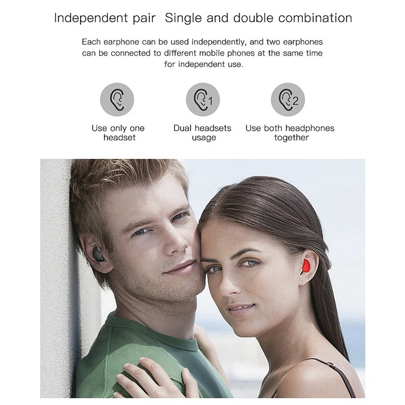 2 пары C8 настоящие беспроводные Bluetooth наушники 5 0 Спортивные гарнитура