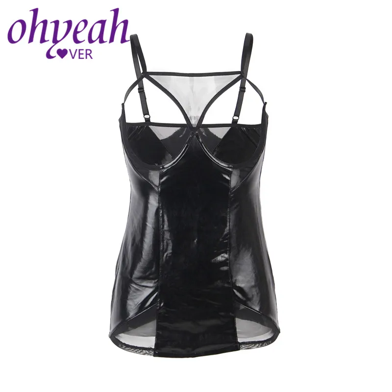 Ohyeahlover Горячая размера плюс эротическое белье Порно искусственная кожа сорочка