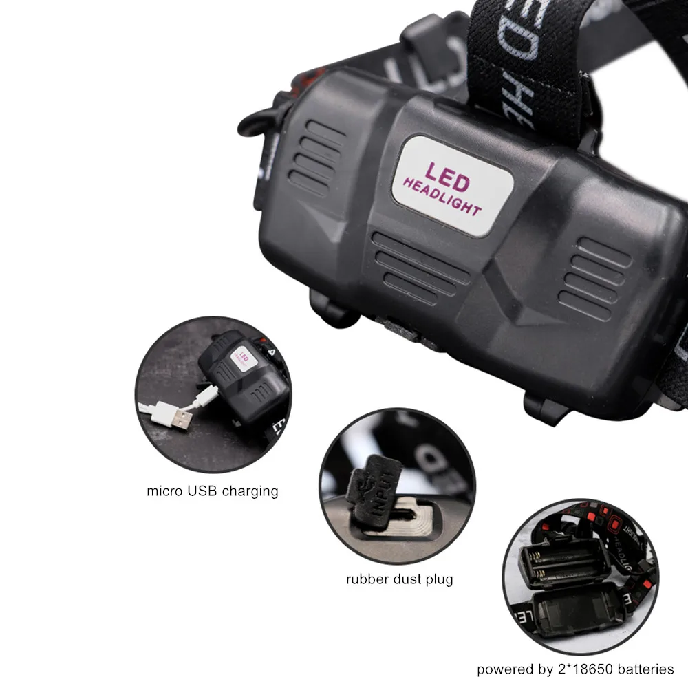 Светодиодный налобный фонарь XHP90.2 телескопический с USB разъемом|Налобные