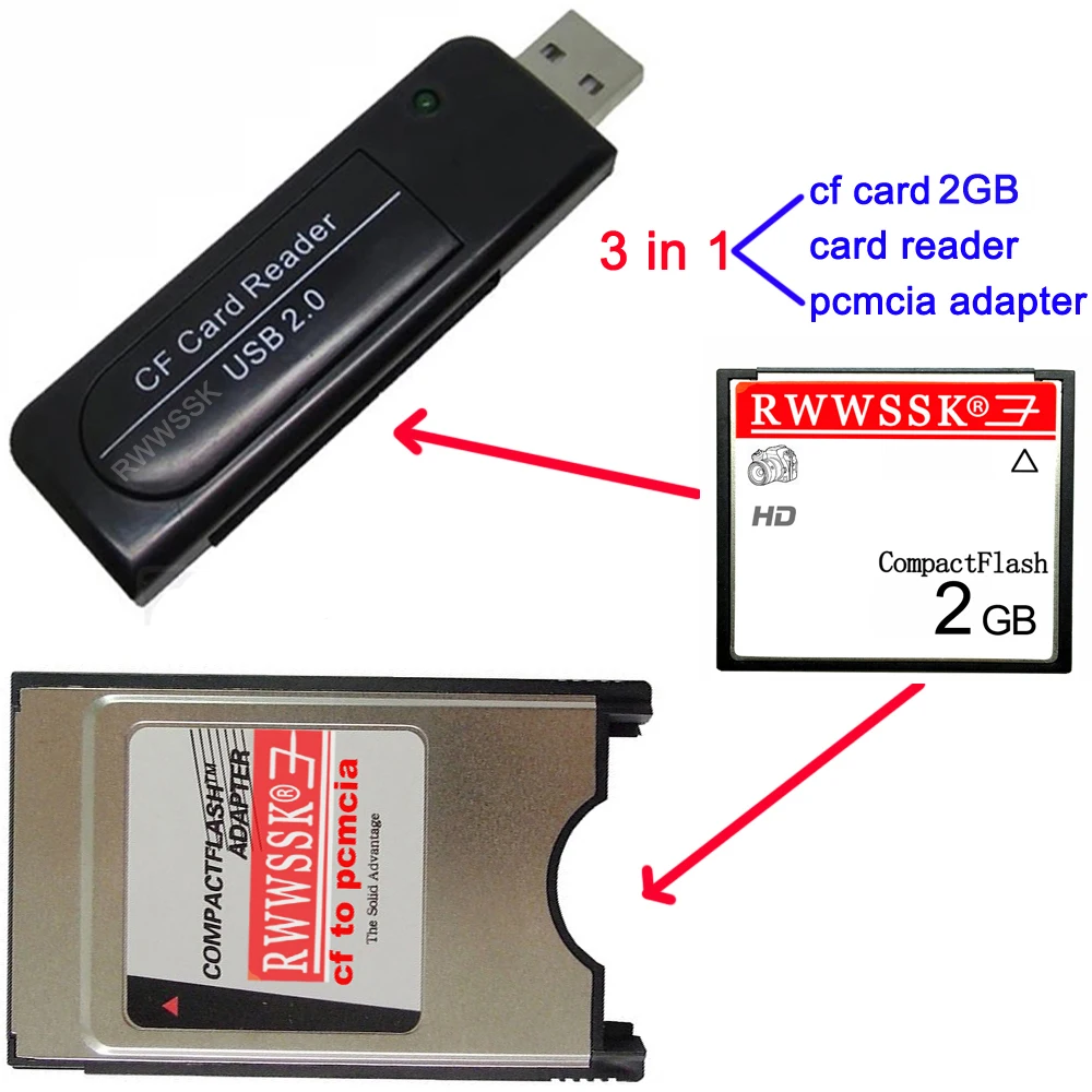 3 в 1 оригинальный PCMCIA адаптер + cf карта USB2.0 ридер 128 МБ 256 ГБ 2 4 8 16 32 64 для ЧПУ|Карты
