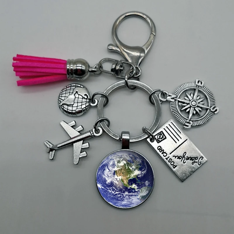 Брелок для ключей карта самолета мира открытие путешествий исследование