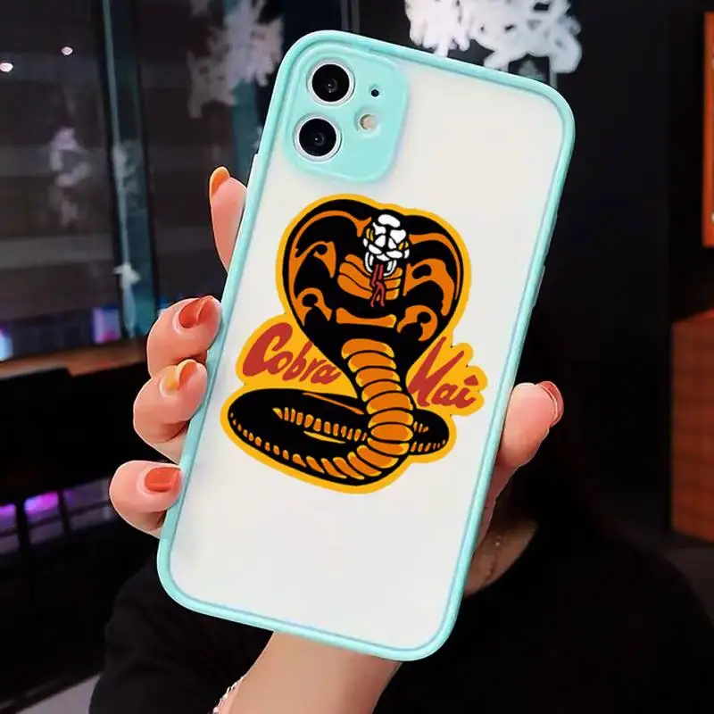 

cobra kai snake 2 Phone Case For iPhone 12 11 Mini Pro XR XS Max 7 8 Plus X Matte transparent blue Back Cover