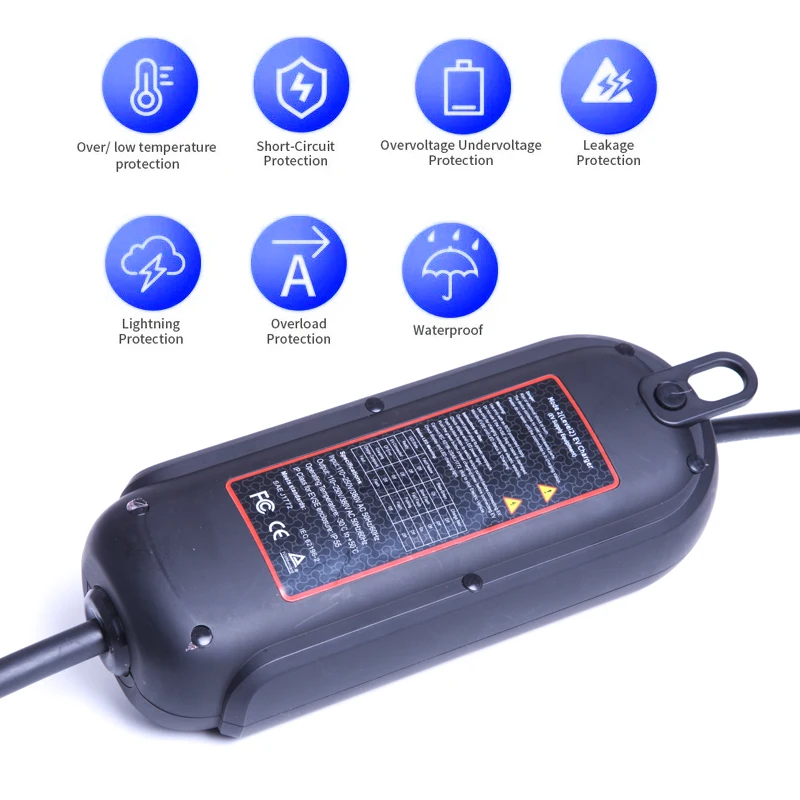 type 2 16a 11kw iec 62196 fast ev charging cable portable with current adjustable ce for electric car 3 phase free global shipping