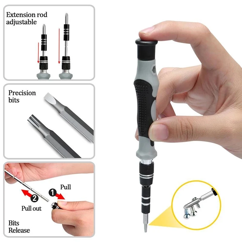 Juego de destornilladores 115 en 1, herramientas múltiples para reparar gafas, teléfono doméstico, caja de precisión Torx, profesional con brocas