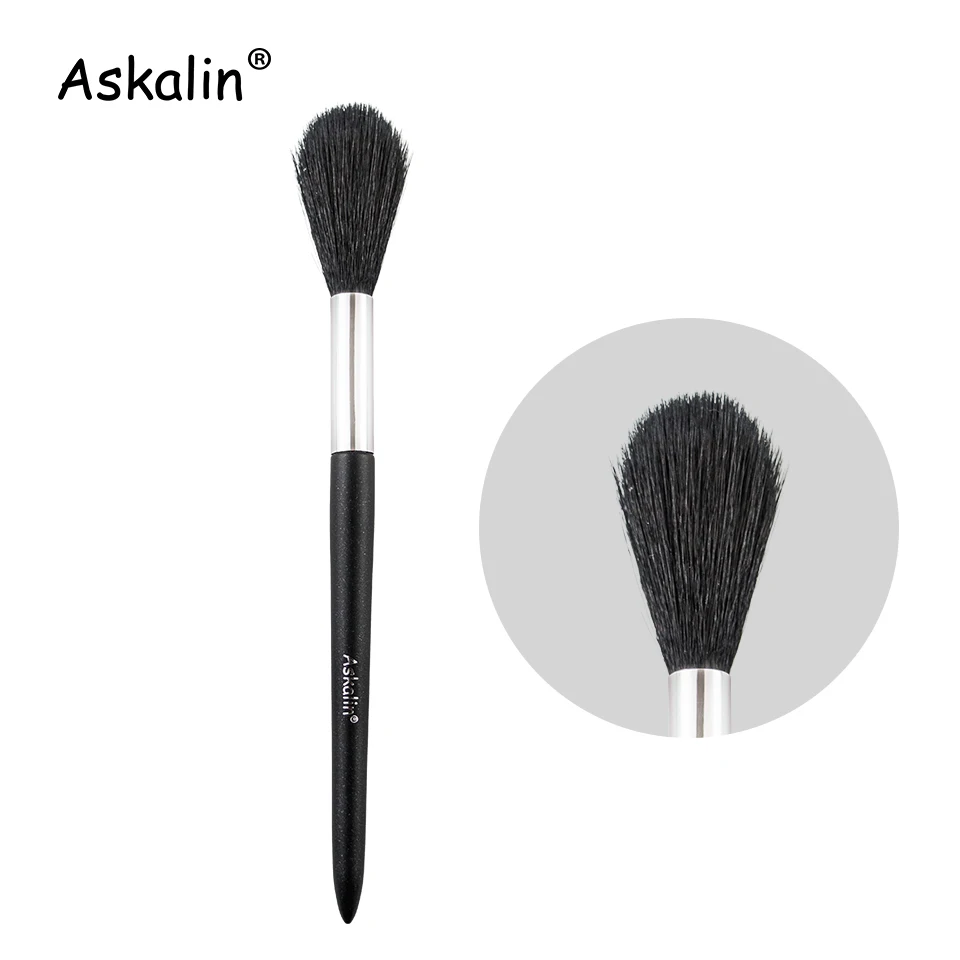Askalin 1 шт., Профессиональная Кисть для макияжа, нано Шерстяное волокно, румяна, матовая черная ручка, пушистые розовые волосы, кисть для путешествий - Handle Color: AL11