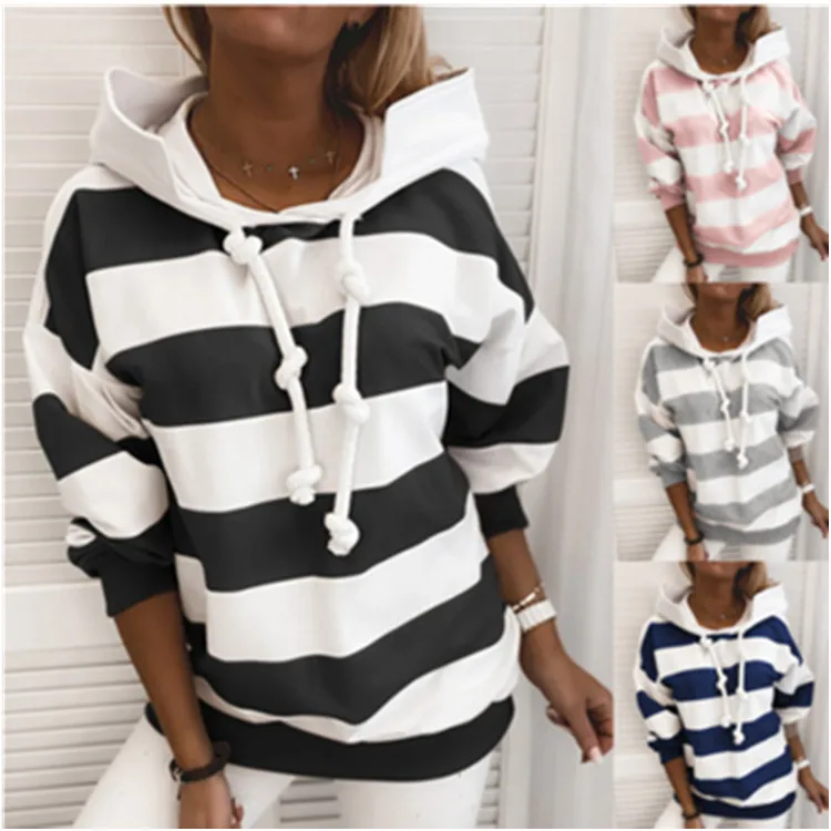 

2020 Amazon instant popular hot selling long sleeve autumn stripe women's thin top