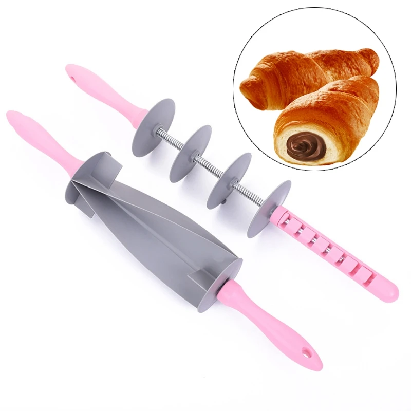 Multifunctional Adjustable Roller Bread Sliced Rolling Pin Croissant Potable Bread Cutter Roller Knife Cutting Kitchen Tool