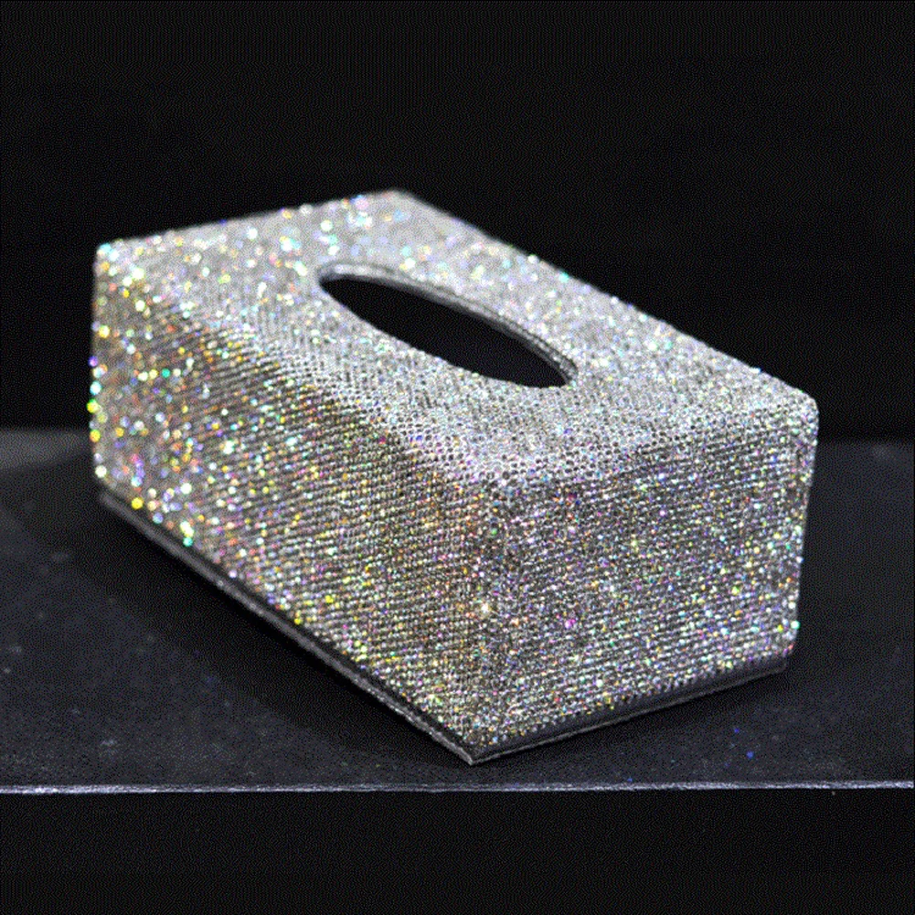 Блестящая модная коробка для салфеток автомобиля с фотографией розовая белая