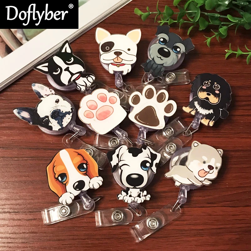 Cartoon Dog Paw Nurse Doctor Dentist Retractable Pull Badge Reel Exhibition ID Lanyard Name Tag Card Holder Office Supply | Канцтовары