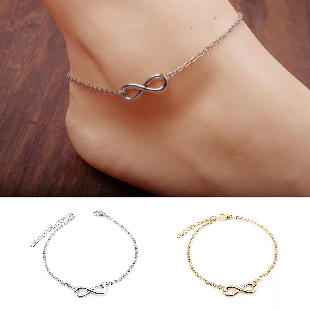 

2021 Fashion New Women's Gold 8-shape Ankle Chain Infinite Anklet Sexy Bracelet Barefoot Sandal Beach Foot Jewelry Hot Sale