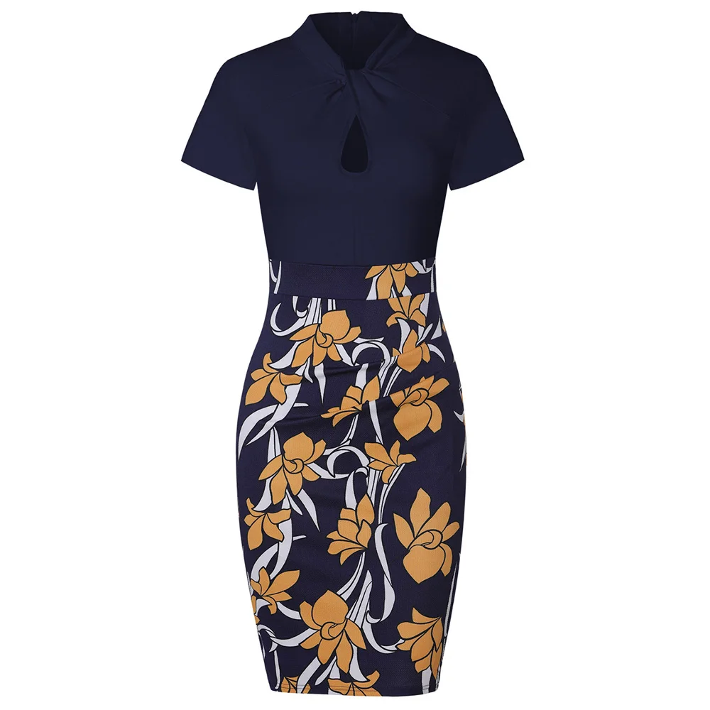 Joineles/женское облегающее платье с цветочным рисунком в стиле пэчворк стоячий