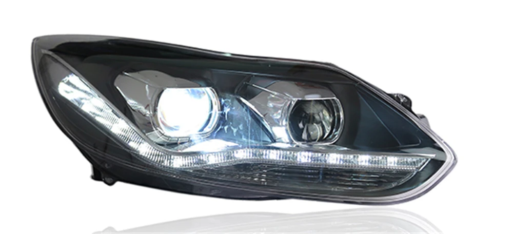 1 пара светодиодный головной лампы для Ford Focus 3 фары 2012 2013 Европа светодиодный направляющий свет drl H7 hid Биксеноновые двойные линзы ближнего света