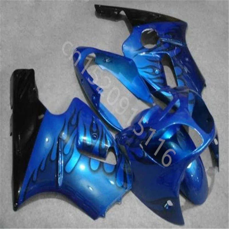 

New Motorcycle for Kawasaki Ninja fairing ZX12 2000-2001 ZX12R 00-01 blue black body injection molding black flames fairing