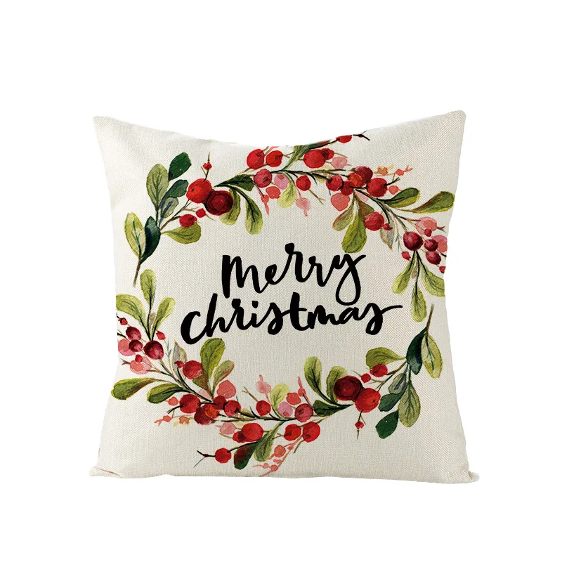 merry christmas pillowcase linen cushion cover christmas home decoration pillows cover sofa cover cushion christmas gift pillows free global shipping