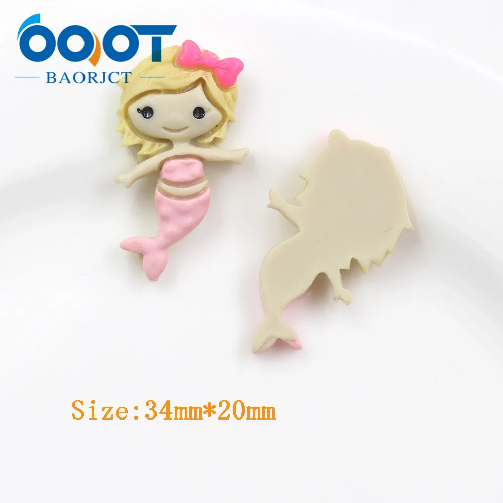 OOOT BAORJCT 20312-3 10 шт. 34 мм * 20 многоцветные Мультяшные украшения в виде русалки
