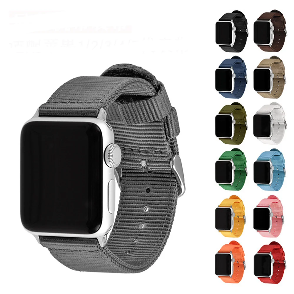 

Nylon Canvas Strap Compatible with Apple watch 44mm 42mm 40mm 38mm Replacement bracelet wristband for iwatch 6 5 4 3 2 1 SE band