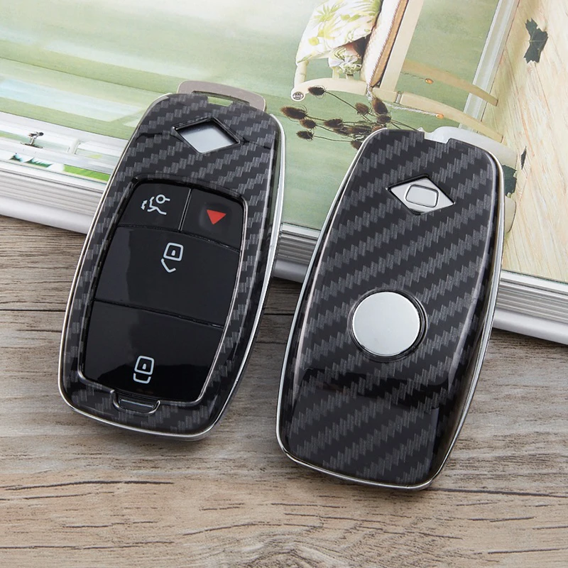 Модный чехол для автомобильных ключей из углеродного волокна с принтом Mercedes Benz