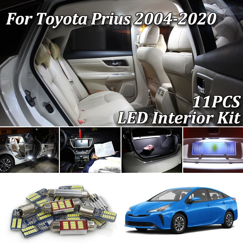11 шт. белые светодиодные огни для салона автомобиля комплект для 2004- Toyota Prius 20 30 40 50 NHW20 ZVW30 ZVW40 ZVW50 ZVW51 ZVW55