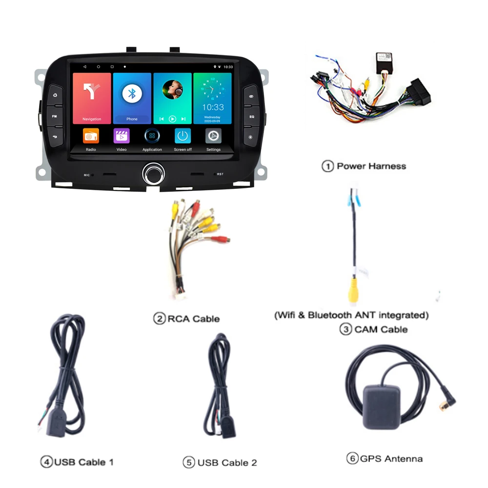 For Fiat 500 2016-2019 7 Inch 2 Din Android Car Multimedia Player WIFI Navigation GPS Auto Stereo Head Unit SWC FM | Автомобили и