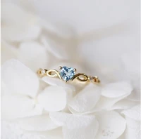 new simple small fresh heart shaped ladies ring european and american sea blue ladies engagement ring