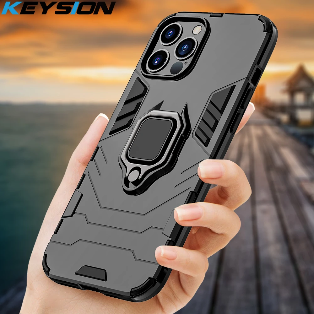 KEYSION противоударный защитный чехол подставка для iPhone 12 Pro Max 11 SE 2020 кольцевой