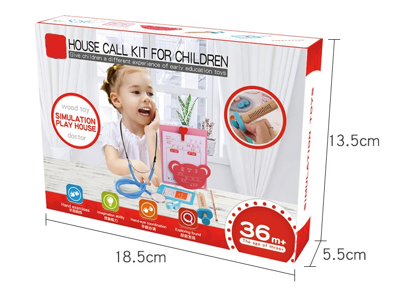 

5/6pcs Baby Pretend Play Simulation Wooden Doctor Toys Set Nurse Medical Kit Stethoscope Dentist Medicine Chest Educational Toys