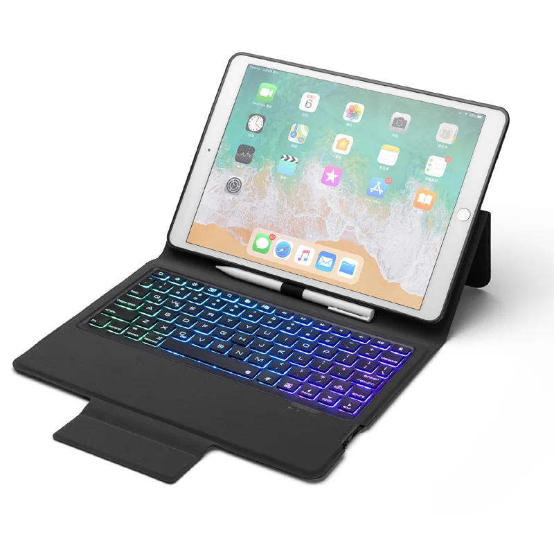 7 цветов задняя подсветка Беспроводная Bluetooth клавиатура чехол для ipad 10,2 Авто Режим сна/Пробуждение защитный чехол для ipad 10,2