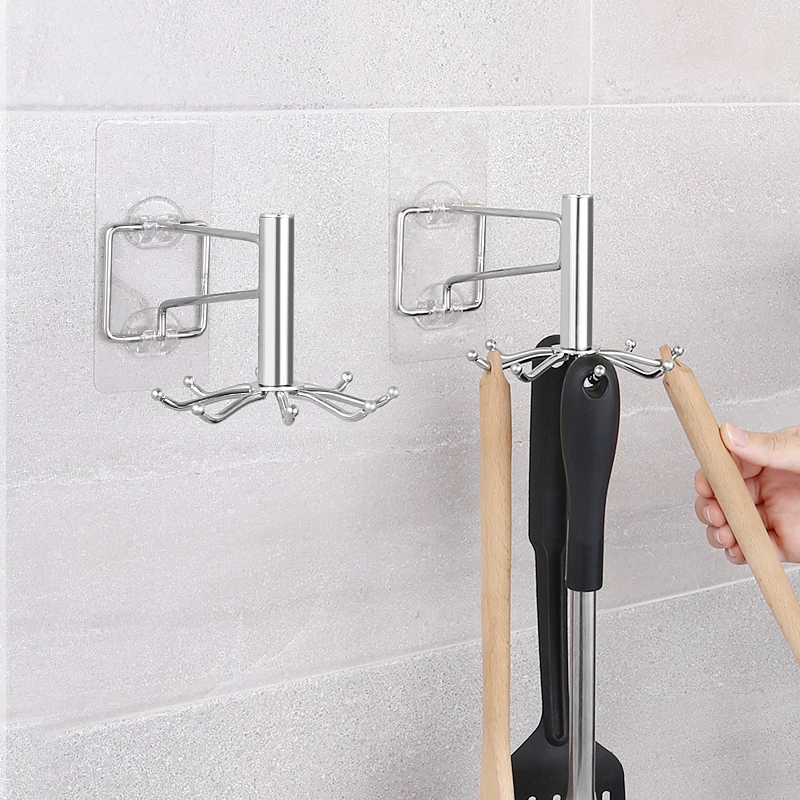 metal kitchen hook cabinet towel hanger spatula spoon rack 360 degrees rotated bathroom kitchen utensils storage organizer hooks free global shipping