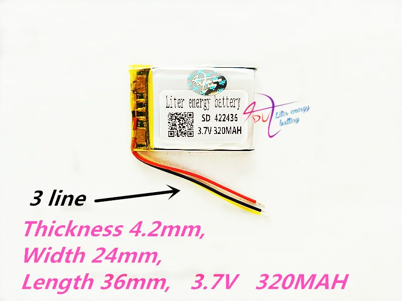 

3 line 422436 3.7V 320MAH 402535 Polymer lithium ion / Li-ion battery for TOY,POWER BANK,GPS,mp3,mp4,cell phone,speaker