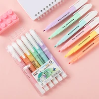 6 piecesset double headed highlighter candy color 6 colors drawing pen promotional gift eye protection student stationery