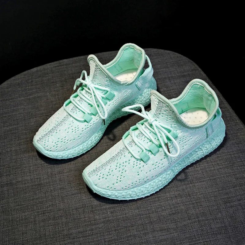 

2021 Spring and Summer New Korean Style Breathable Casual Coconut Women's Shoes Flat Shoes Flying Woven Sports Shoes