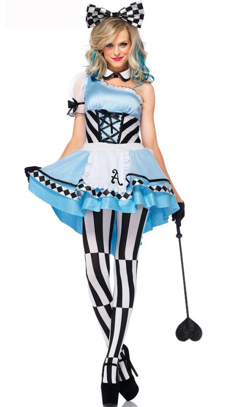 

New Womens Halloween Cosplay sexy Alice in Wonderland adult tutu dress costume ZL7042 one size S-L