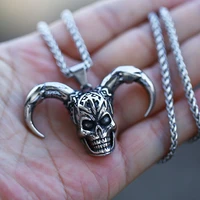 punk hip hop stainless steel biker skull pendant necklace fashion gothic men clown pendant chain jewelry gift wholesale