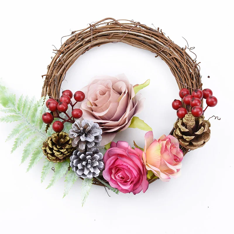 

3/6Pcs Rattan Decor Ring Artificial Garland Dried Flower Frame Home Christmas Decoration DIY Floral Wreaths 10/20/30/40cm