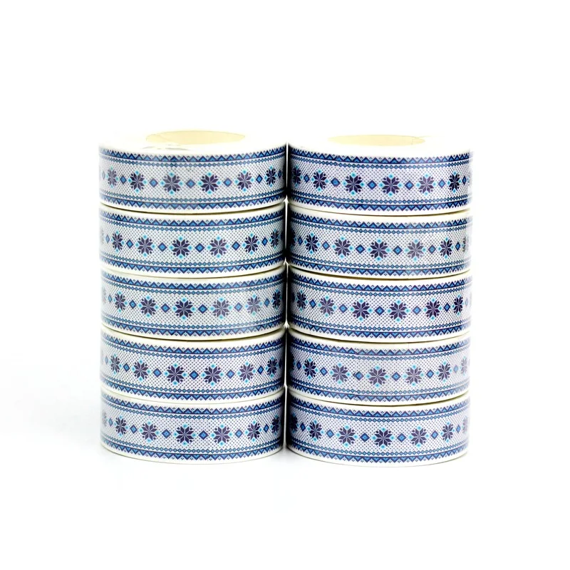 

NEW 10pcs/Lot Decorative Blue Snowflakes Christmas Washi Tapes for Bullet Journal Adhesive Masking Tape Cute Stationery