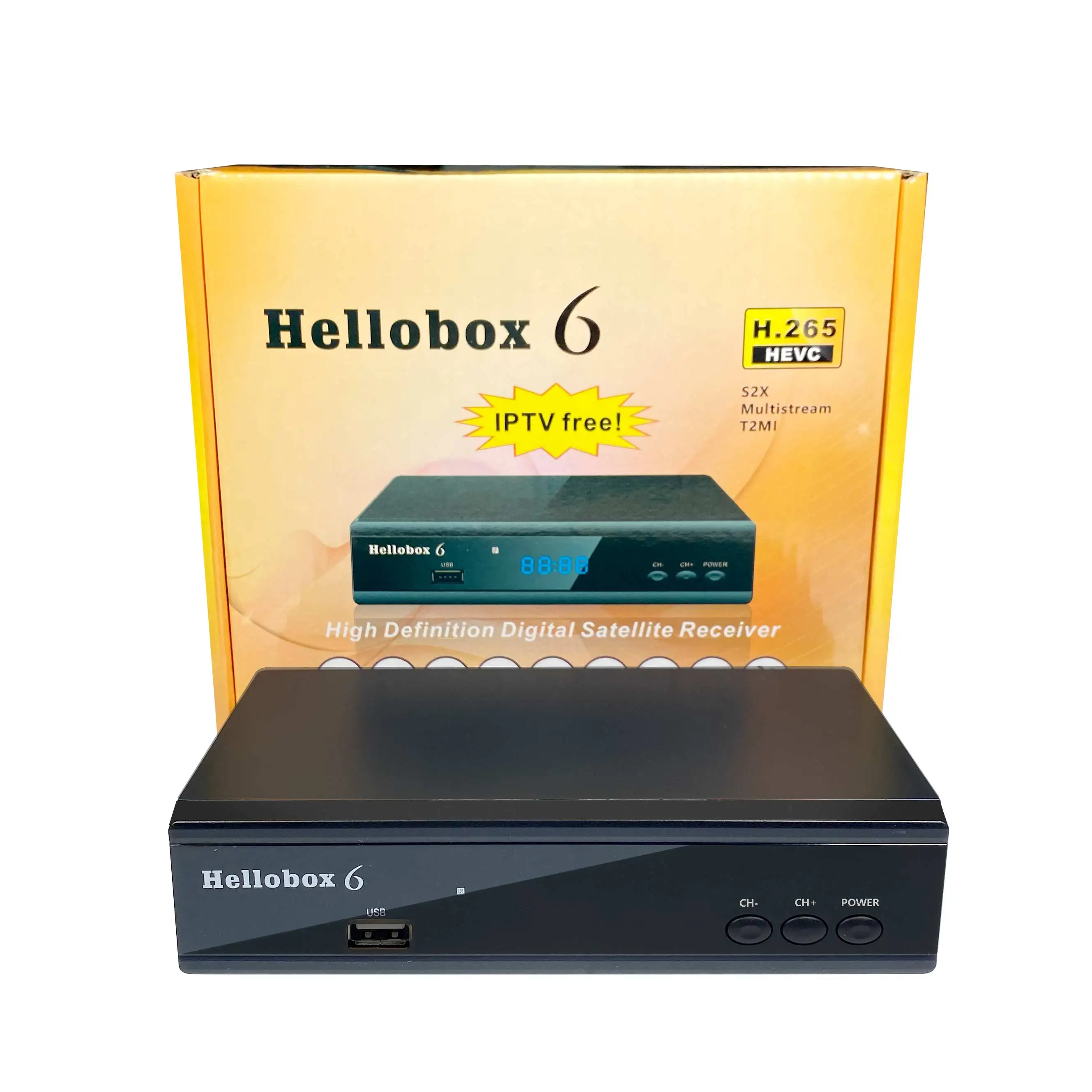 Hellobox 6 спутниковый ресивер Поддержка H.265 HEVC T2MI USB WiFi авто Powervu Biss Cline Newcamd Comptatible V5 Plus