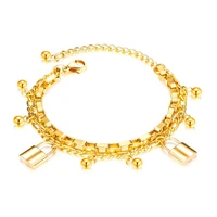 2020 fashion gold color lock bracelets for women kpop stainless steel multilayer chain armband cuff jewelry pulseiras feminina