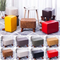 creative simple shoes stool fashion living room sofa wood couch minimalist modern imitation pu leather ottoman