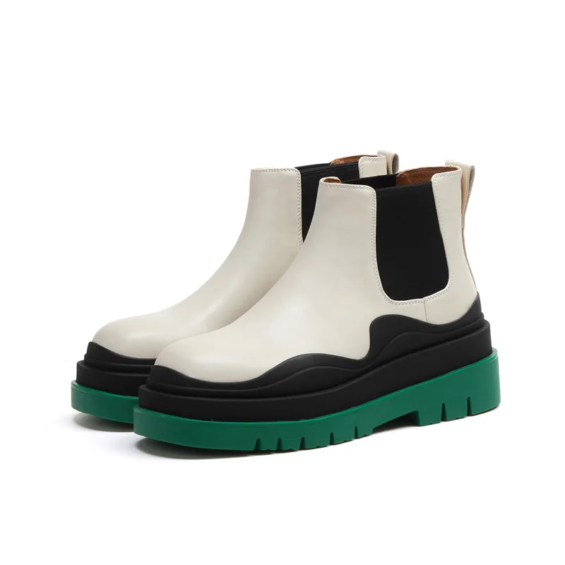 Boots Female Women Shoes 2020 Autumn British Elastic Band Round Toe Women Boots Women Flat Platform Ankle Boots Martin Shoes