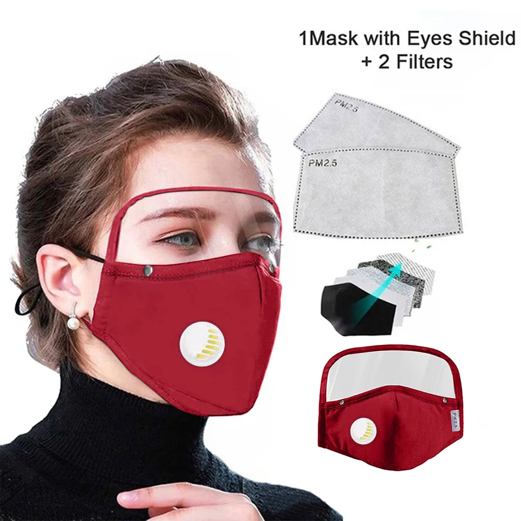 Съемная защитная дыхательная маска для лица с Защита глаз + 2 фильтра