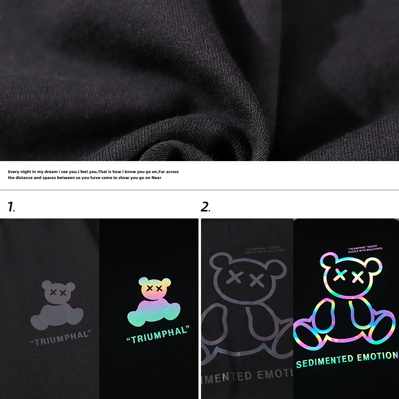 

Casual Cotton Short-sleeve Tshirt Men Clothing Summer Bear Print Loose Tops Fashion Men and Women Couple T-shirt Oversized