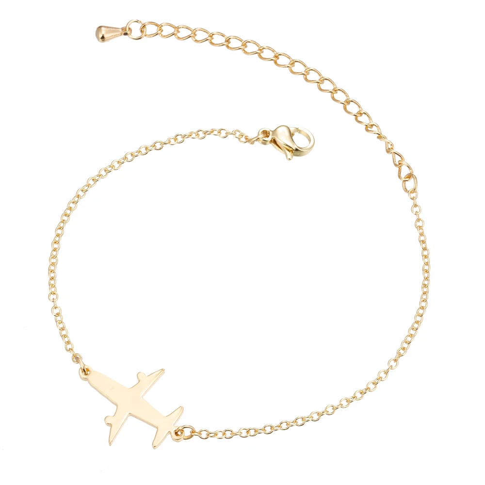 gold bracelet Jisensp креативные серьги-гвоздики, роскошные женские вечерние серьги, подарок на весну, помолвка, милые женские серьги с самолетом - Окраска металла: gold bracelet