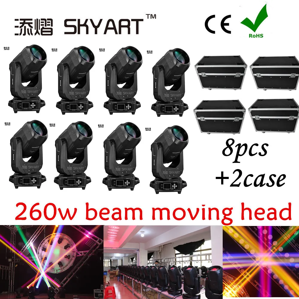 4Flightcase + 8 шт. 260 Вт Луч движущаяся головка огни Sharpy луч Диско сценическое освещение