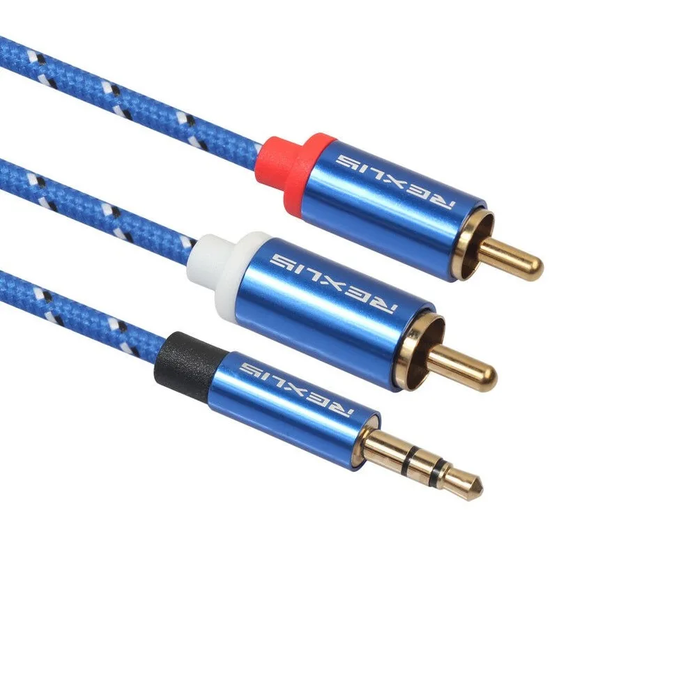 1 м стерео разъем 3 5 мм штекер в двойной 2 x RCA PHONO аудио провод AUX Золотой кабель для